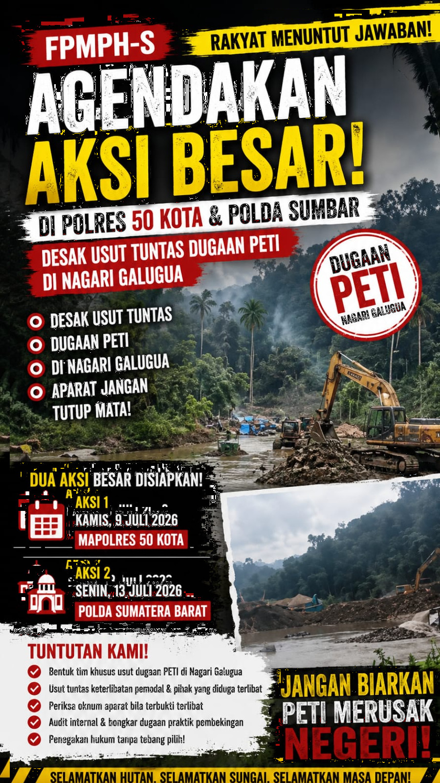 Galugua Kembali Memanas, FPMPH-S Desak Kapolda Sumbar Lakukan Penegakan Hukum Tanpa Tebang Pilih!